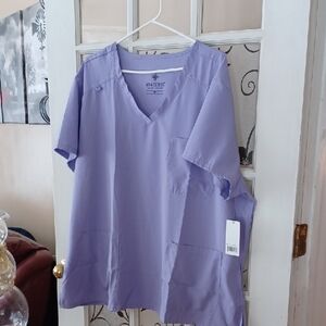 M & M Lavender V-Neck Scrub Top Size 3X